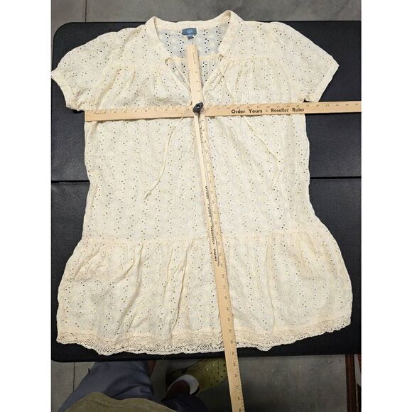 Vizio Cream Lace Short Sleeve V-Neck Dress Women's Medium - Picture 7 of 7